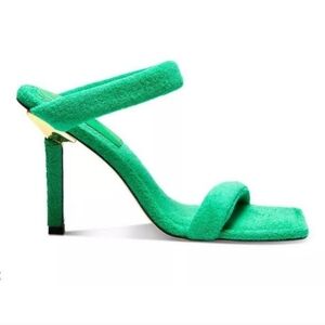 Good American Green Terry Cloth Square Toe High Heel Pumps Women's Size 11